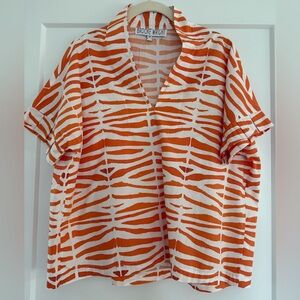 Brooke Wright Orange and White Patterned Top, S/M